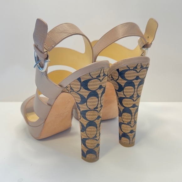 Coach Bertta Taupe Leather Platform Heels – Size 7B - Picture 4 of 8